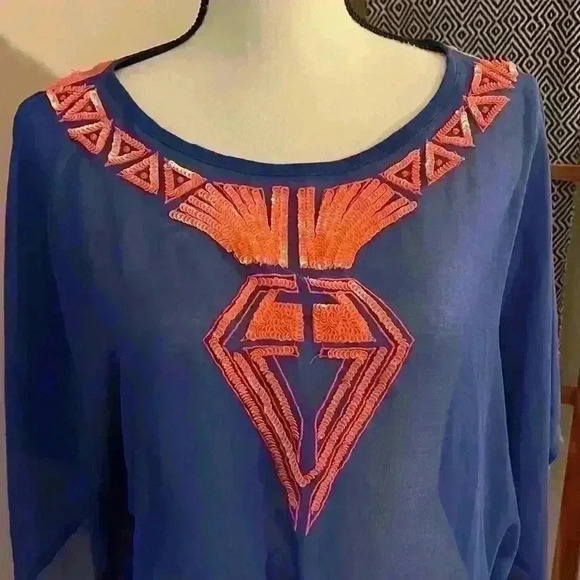 F&F sheer beautiful sequined tassels open sleeve cover up - Picture 3 of 8